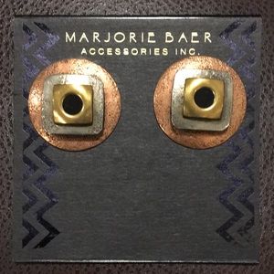 MARJORIE BAER Southwestern Tricolor Copper, Silver Gold Omega Earrings